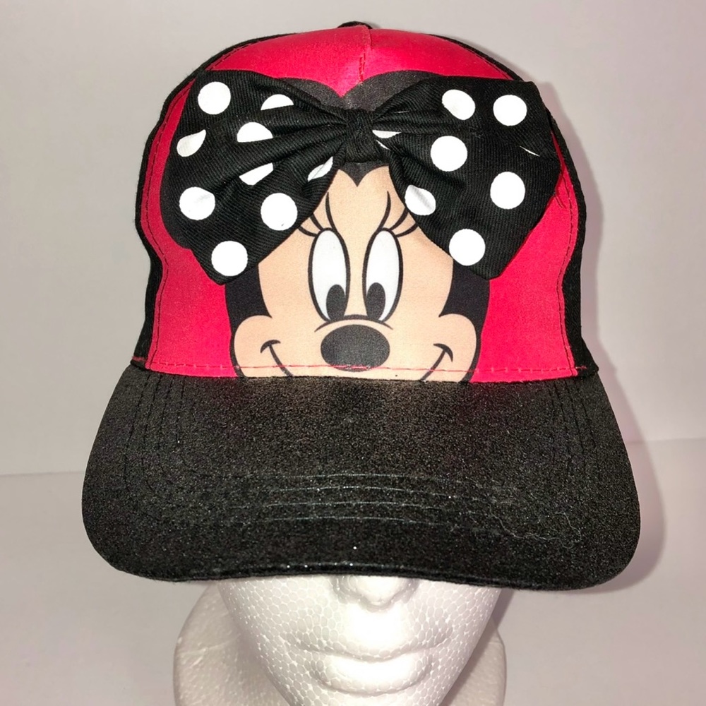NWOT, Disney Junior Minnie Mouse “Rock The Dots” Bow Glitter Cap, Youth-One Size